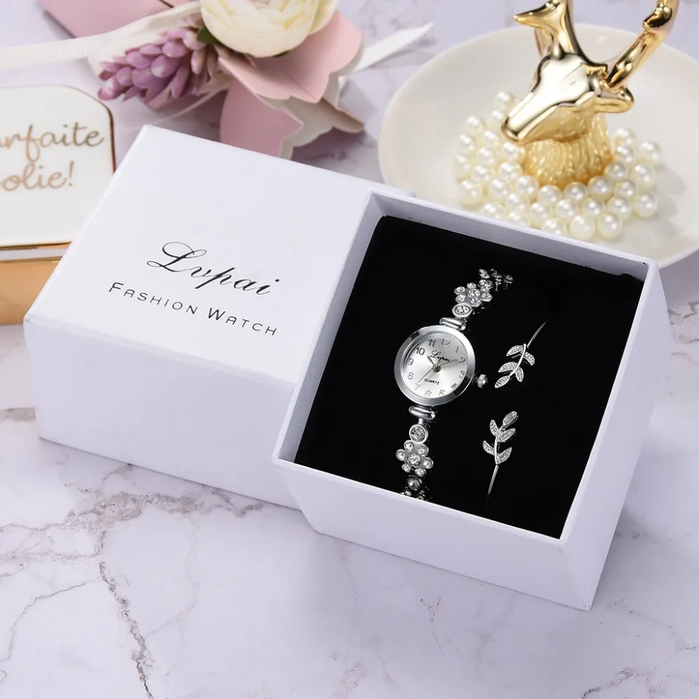 Бренд Lvpai часы браслет для женщин роскошные ювелирные изделия с листьями