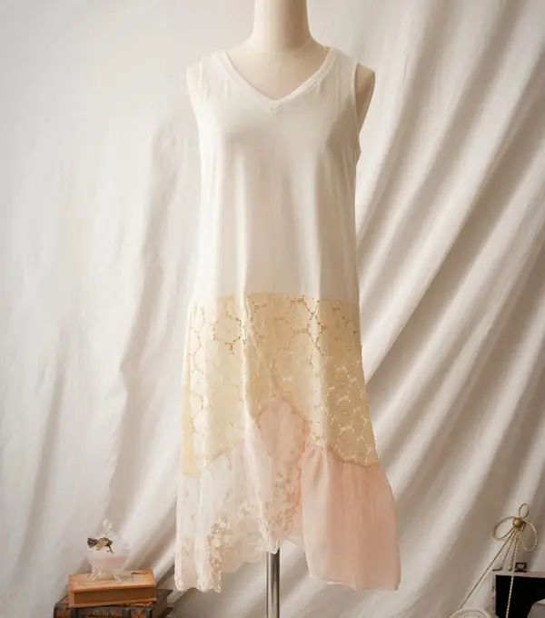 Mori Girl/кружевное хлопковое платье принцессы базовое кружевное на бретелях Vestido в