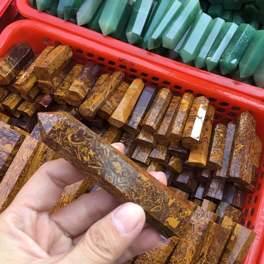 

Natural Golden silk jade healing point Gemstone crystal For Decoration