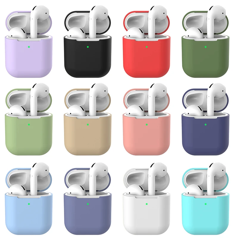 Цветные чехлы из мягкого силикона для AirPods 2 защитный чехол Apple Air Pods зарядный