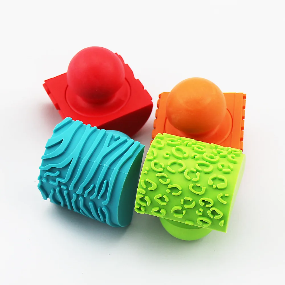 Креативный ручной резиновый штамп с роликом и тиснением, аксессуары для скрапбукинга и декорирования, инструменты для росписи, 4 шт./лот.