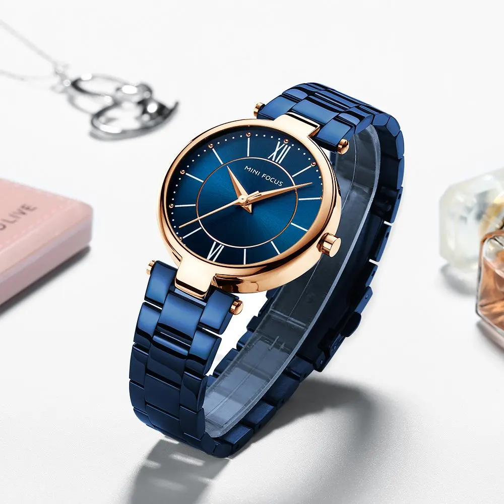 Reloj mujer мини фокус женские модные синие часы из нержавеющей стали роскошные