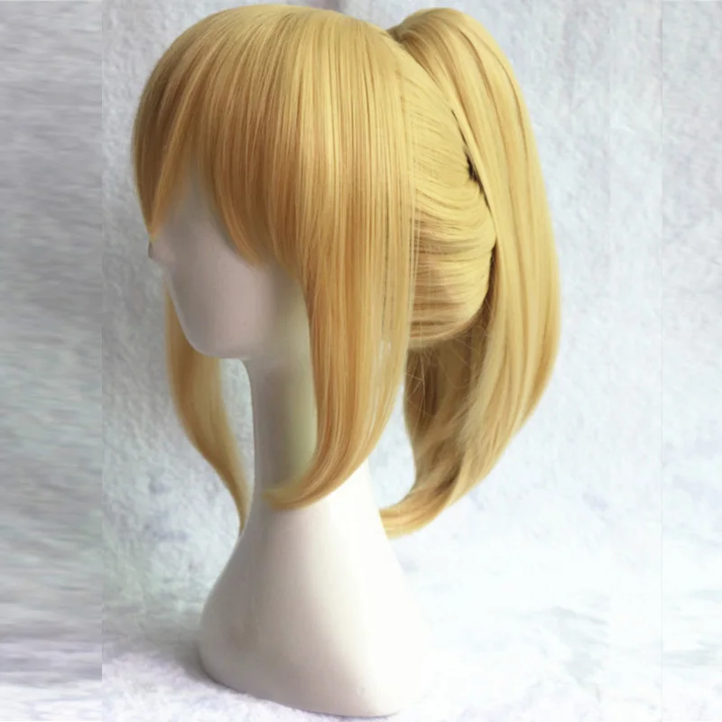 35 см Fate stay night saber lily Cosplay Полный парик из золотых синтетических волос с конским