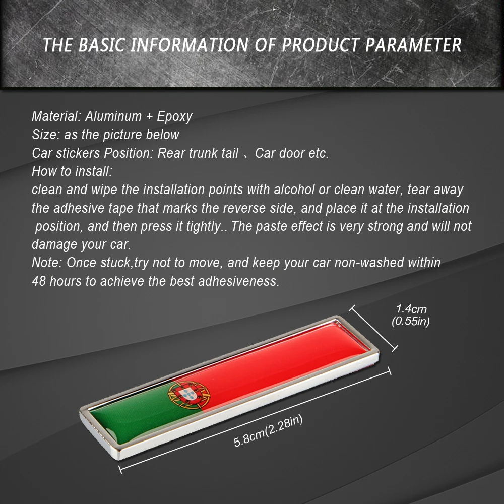 Сбоку Стикеры сзади эмблемы португальский флаг логотип для Pontiac Chery BYD Volvo Toyota Suzuki