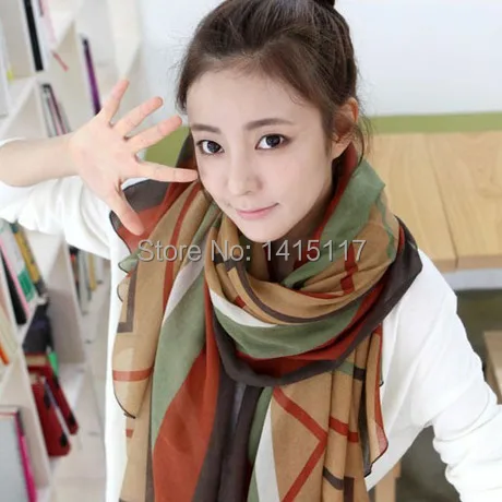 Бесплатная доставка 2014 Осенний женский модный однотонный хлопковый вуаль теплый