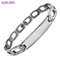 amumiu fashion hand chain stainless steel bracelet for men 2019 new id bracelet jewelry hot selling b047
