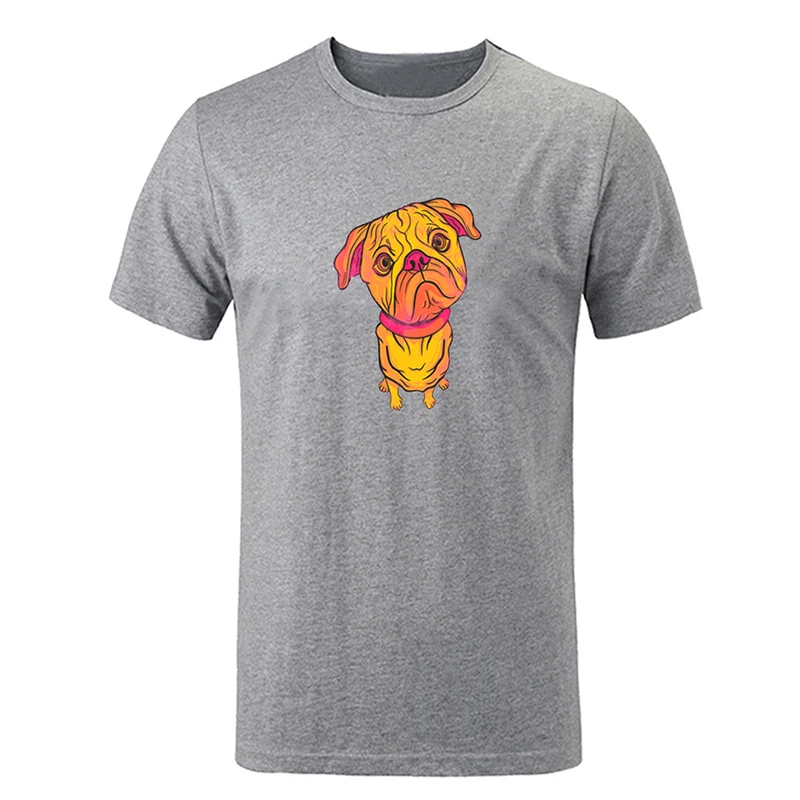 Cute Pug Dog Black Cat Vintage DC Comics Batmen Poster Design Mens Guys Printing T Shirt Graphic Tee Short Sleeve Cotton Tshirts | Мужская