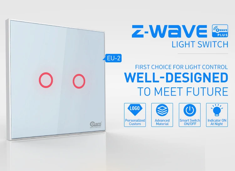 NEO Coolcam 4 шт./лот Z-Wave Plus 2CH ЕС умный сенсорный настенный светильник переключатель Zwave концентратор требуется Совместимость со смарттерами Fibaro