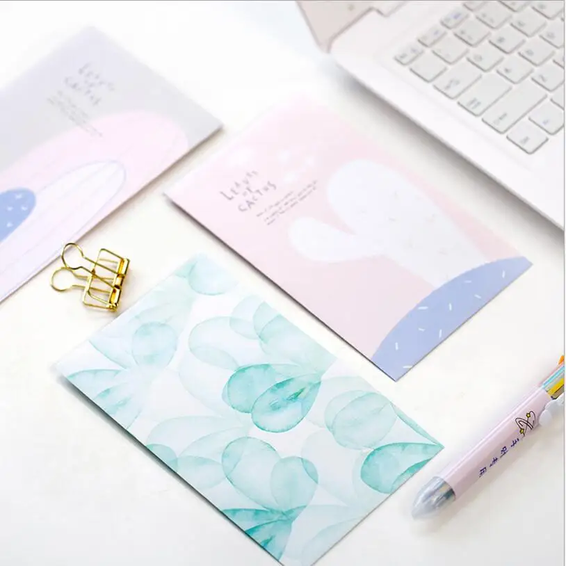 60 шт./лот бумажный конверт с кавайным листом/КАКТУСОМ в Корейском стиле маленький