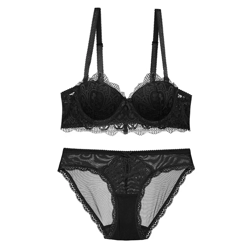 Комплект женского кружевного нижнего белья с чашкой пуш ап 3/4|bra and panty|bra panty setred bra |