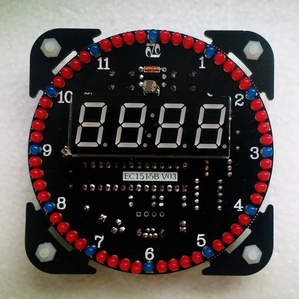 НОВЕЙШИЕ EC1515B V03 Электронные часы DIY kit C51 MCU электронные вращающийся синий и