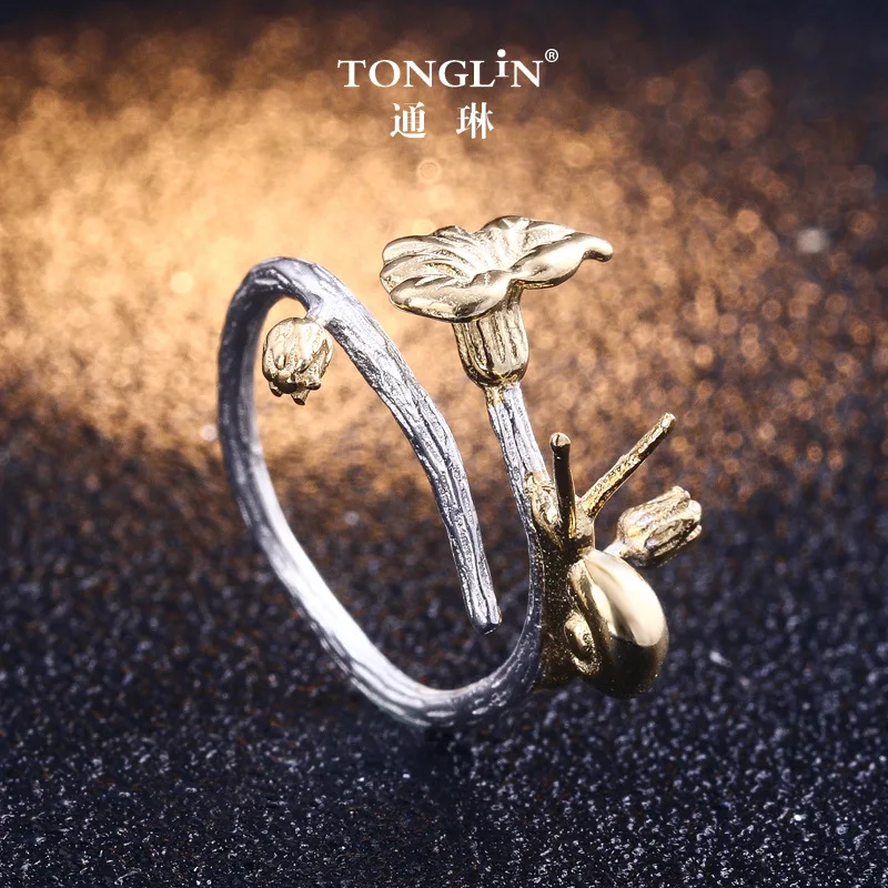 TONGLiN Настоящее 925 пробы Серебряное ювелирное изделие натуральные цветы птицы