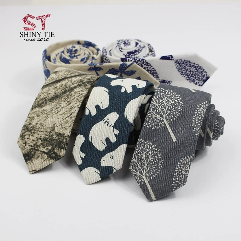 Новинка 2018 модный мужской галстук льняной с принтом из мультфильмов Узкие