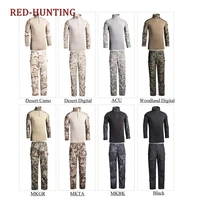 tactical military combat uniform shirt and pants for airsoft hunting uniform with elbow knee pads water resistant