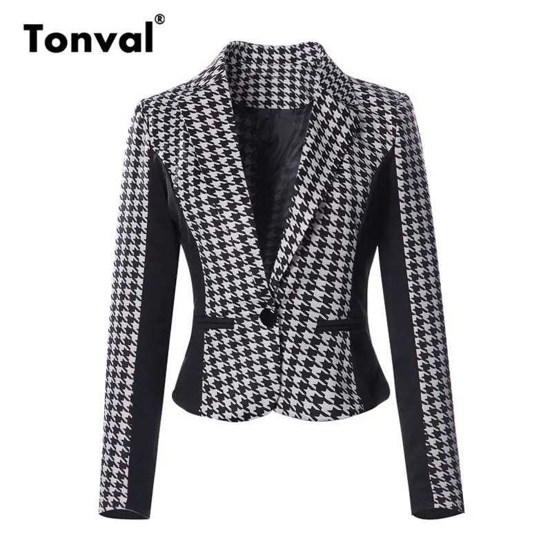 Блейзер Tonval Женский с одной пуговицей|houndstooth blazer|blazer womenblazer feminino |