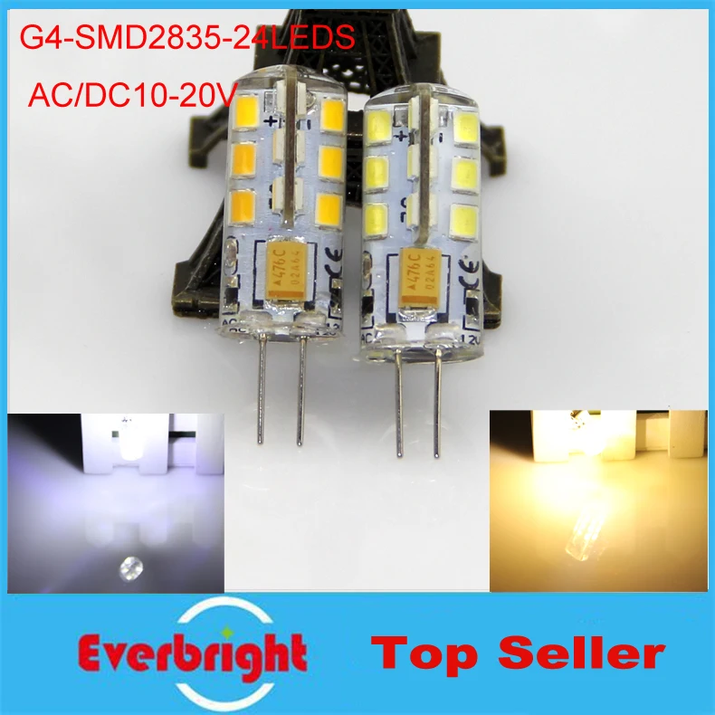 

5 pcs/lot G4 LED Bulb lamp SMD 2835 24 Leds 5W/AC 3W/DC Led Corn Lights 12V 360 Degree Replace Halogen Lamp