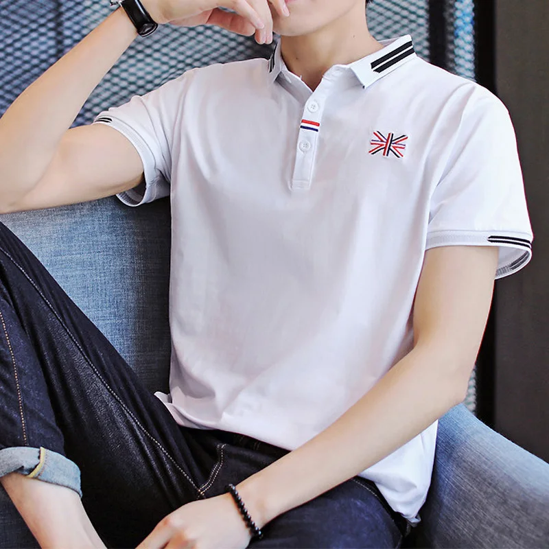 2019 рубашка поло мужская мода Юнион Джек вышивка короткий рукав футболки хлопок