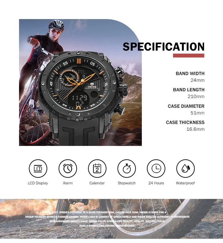 WEIDE Цифровые мужские часы Роскошные Брендовые мужские часы Saat мужские спортивные Водонепроницаемые силиконовые военные аналоговые часы хронографы