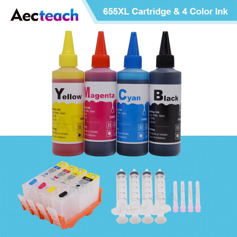 

Aecteach сменный картридж для принтера для HP 655 XL для HP Deskjet 3525 4615 4625 5525 картриджи для HP 655 + для HP принтер пополнения чернил