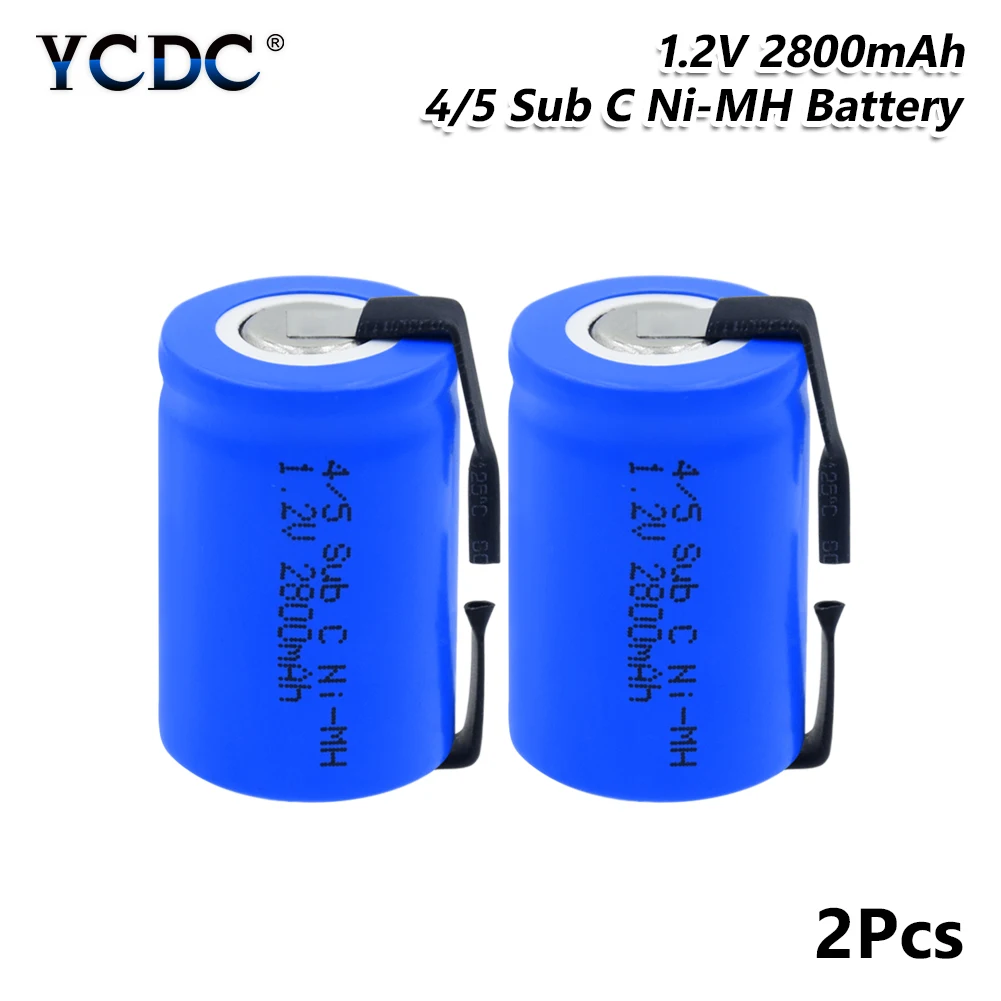 2 PCS 4/5SC SC Sub C Li-Ion Li-Po литиевая батарея 1,2 V 2800mAh перезаряжаемые ni-mh батареи со сварочными вкладками - Цвет: 2 PCS