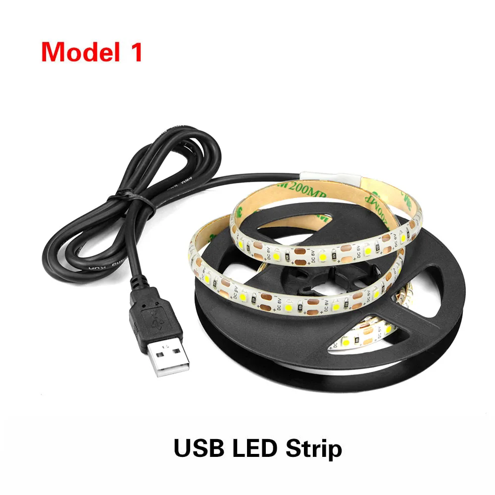 USB without sensor 1 м 2 м 3 м водонепроницаемый датчик движения ночная лампа для спальни беспроводной сенсорный шкаф светильник USB настольная лампа ТВ задний светильник Luminaria - Испускаемый цвет: USB without sensor