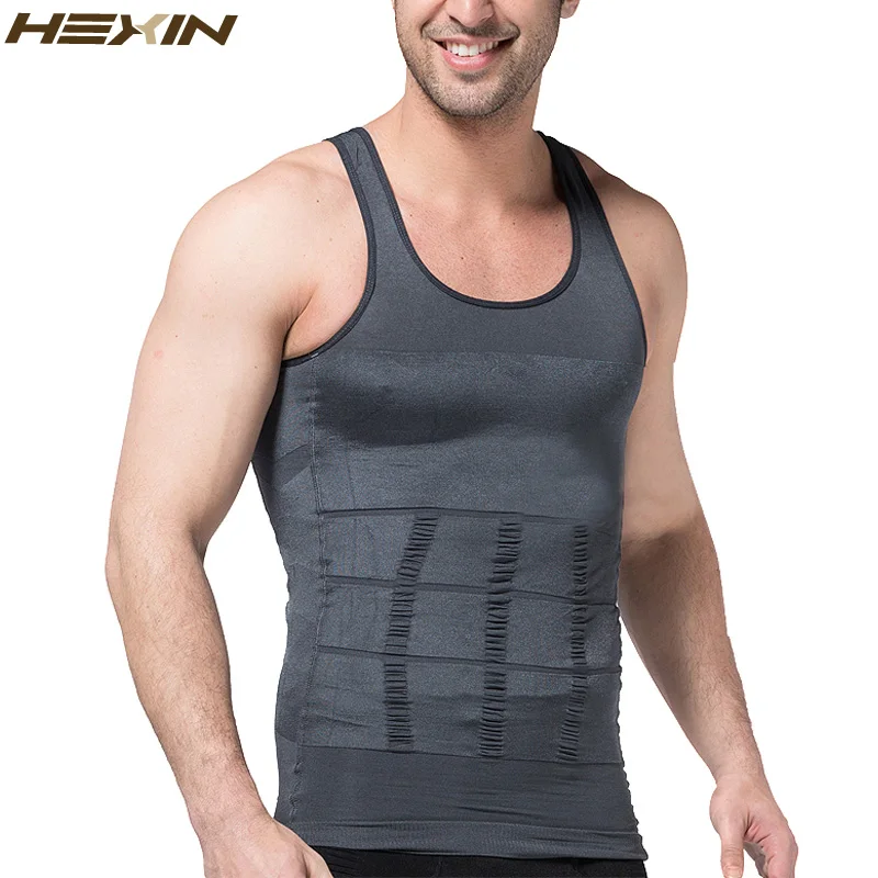 HEXIN мужской корсет для похудения компрессионная рубашка контроль живота тонкая