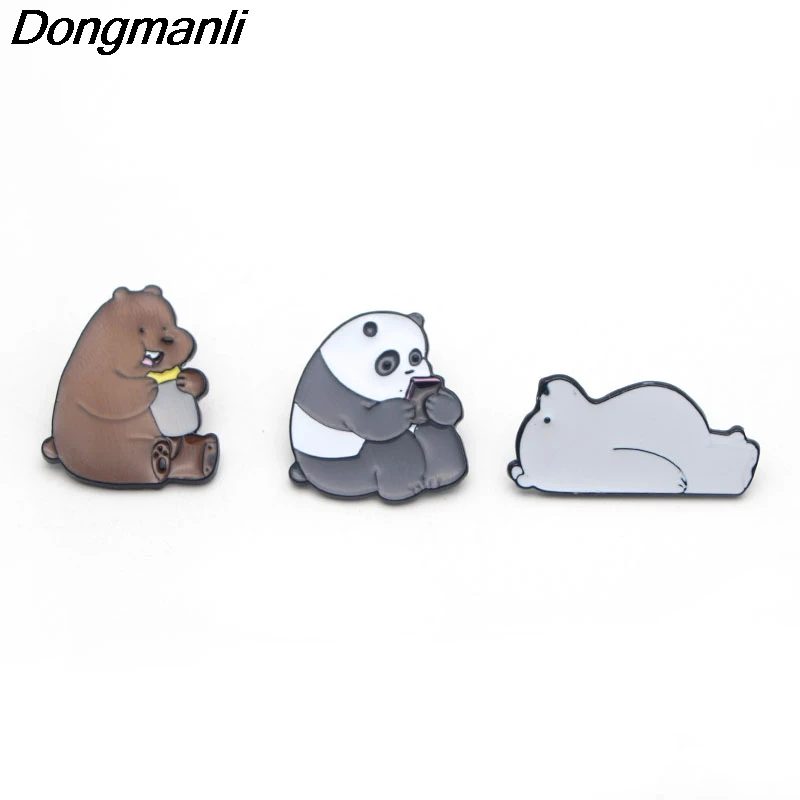 P2191 Dongmanli мультфильм ювелирные изделия Мы Голые Медведи Милый гризли панда лед медведь металлические эмалированные булавки и броши значок
