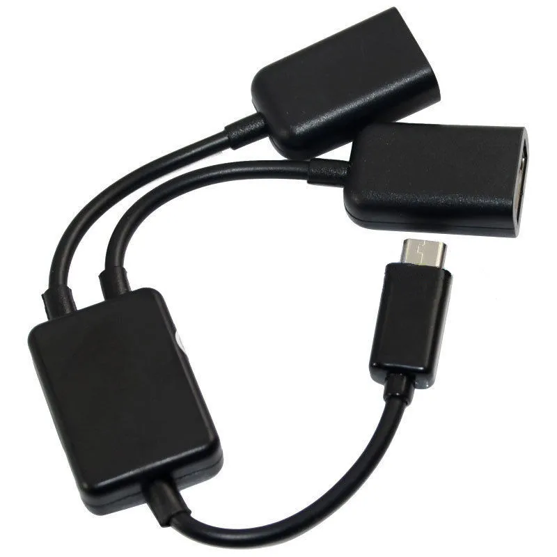 Хост Кабель Micro USB штырь для 2X Type A двойной Женский OTG адаптер конвертер