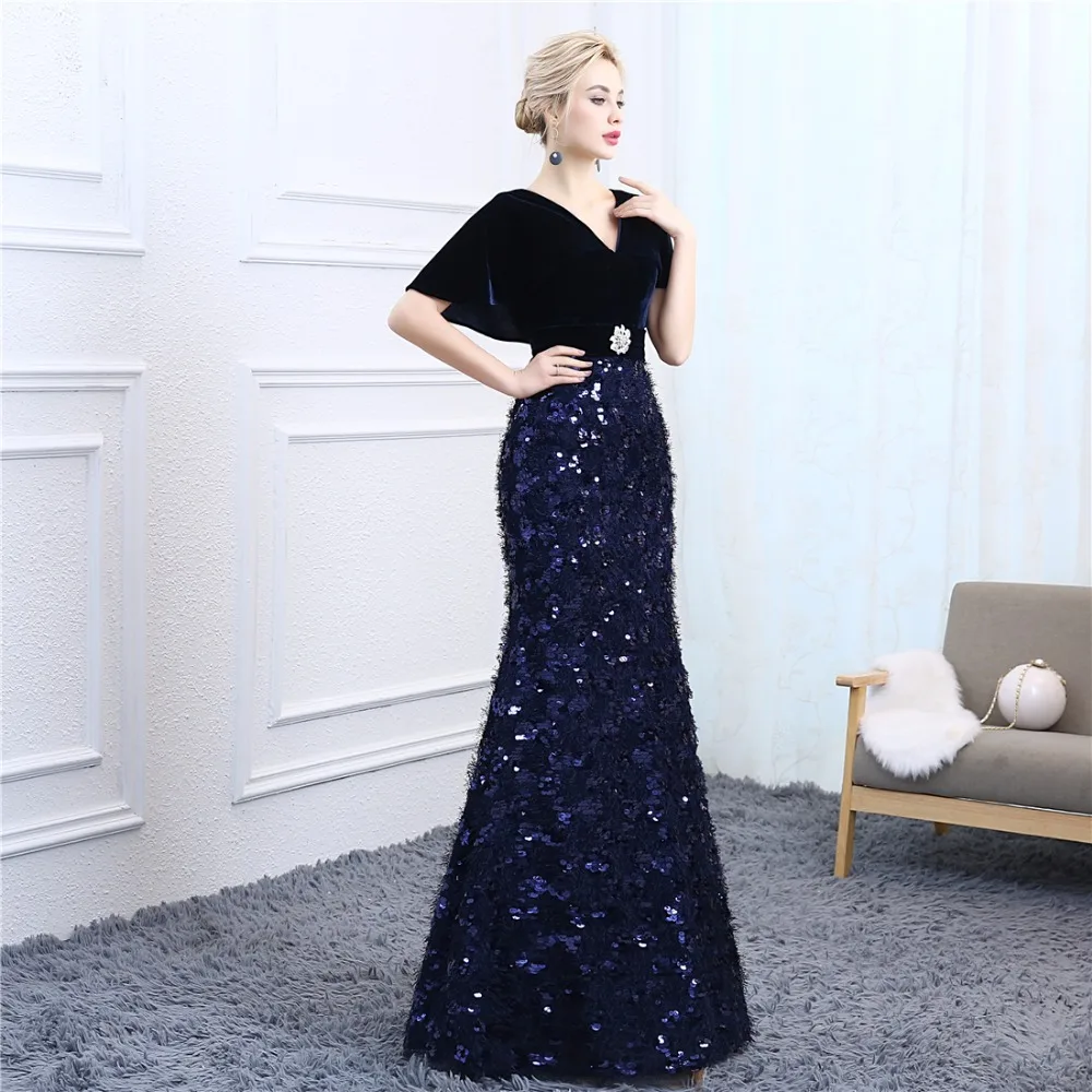 Vintage Lace Mermaid Evening Dresses Long 2018 Robe De Soiree Vestido Longo Festa Formal Dress Women Sheer Prom Gowns Velour | Свадьбы и