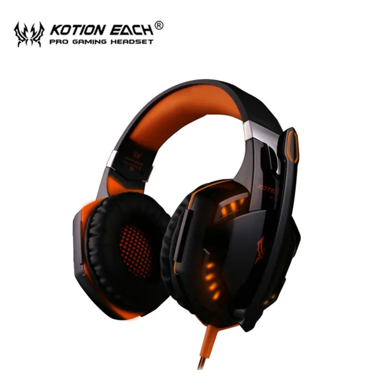 G2000 orange Kotion Each G2000 G4000 G9000 стерео игровая гарнитура глубокий бас компьютерные игровые наушники с микрофоном светодиодный светильник для компьютера ПК - Цвет: G2000 orange