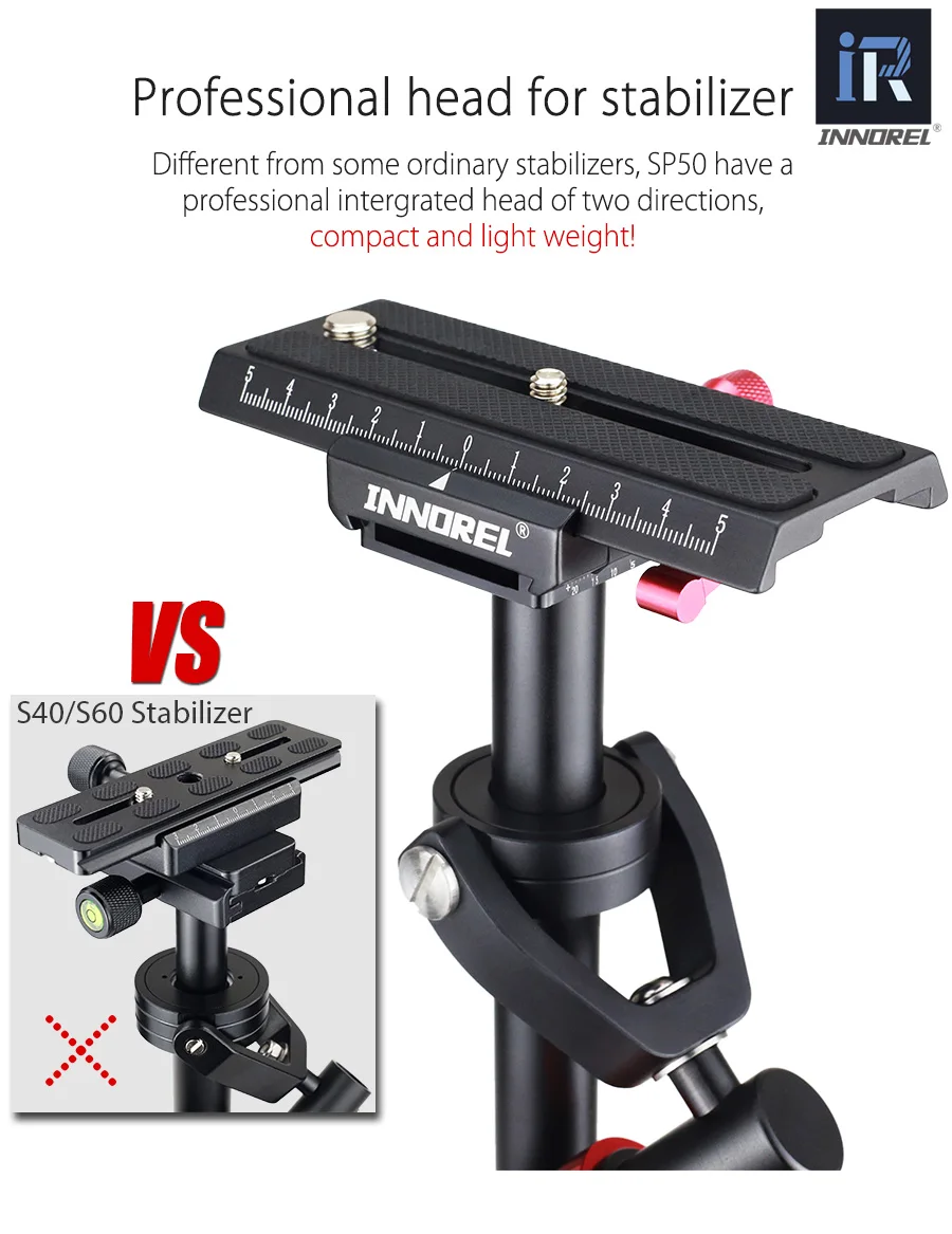 INNOREL SP50 алюминиевый сплав мини steadicam Ручной Стабилизатор Портативный видео steadycam для Canon Nikon sony DSLR камеры VS S40