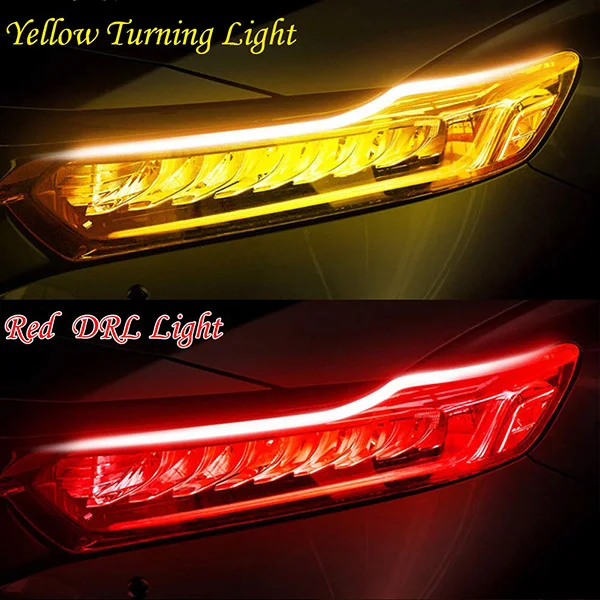 Red-Yellow AUTBIC поворотник DRL светодиодный дневные ходовые огни Гибкая автомобильная светодиодная лента 12В аксессуары для стайлинга автомобилей - Цвет: Red-Yellow