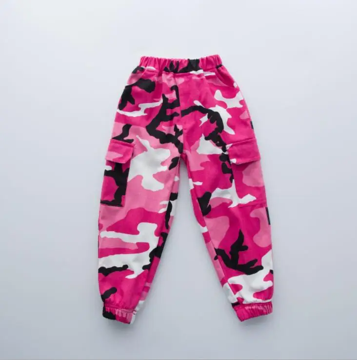 Long pant Детские свободные костюмы для бальных танцев в стиле джаз, хип-хоп, танцевальные костюмы для соревнований, белая футболка для мальчиков и девочек, камуфляжные штаны, комплект одежды для танцев - Цвет: Long pant
