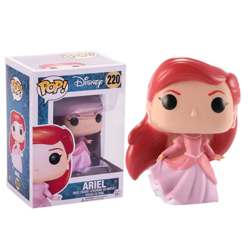 with box Funko Поп принцесса кукла Русалочка Ариэль, Белль, Золушка, Рапунцель, Тиана ПВХ фигурка Коллекционная модель игрушки для детей подарок - Цвет: with box