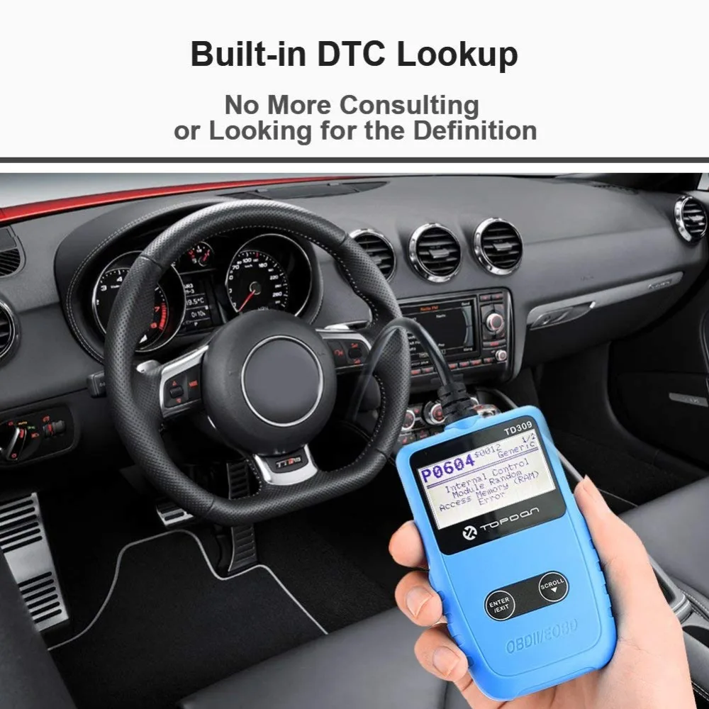 TOPDON OBD2 сканер TD309 автомобильный код для считывания кодов для DTCs, светильник для проверки двигателя, стоп-рамка, автомобильный диагностический инструмент