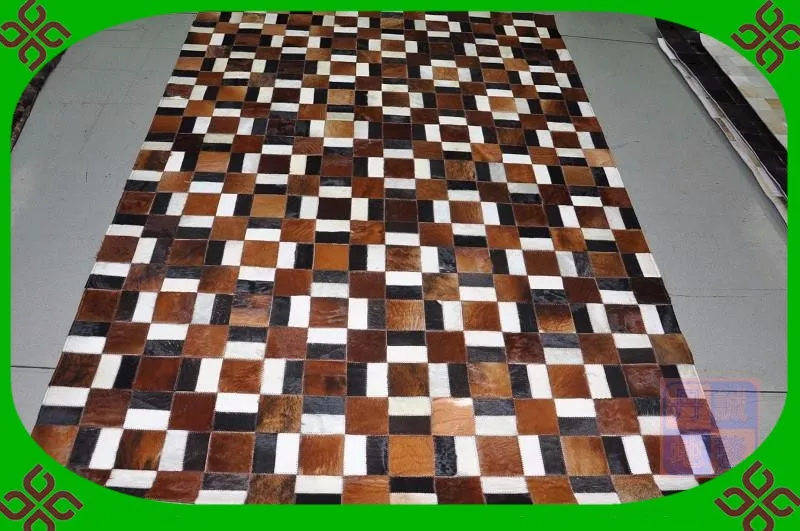 

Fashionable art carpet 100% natural genuine cowhide leather anti-slip mat