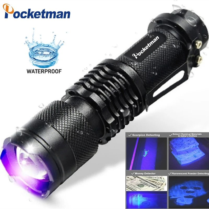 

UV LED flashlight High Power Torch 395nm black light Wavelength Violet Lamp Flash Light Aluminum light