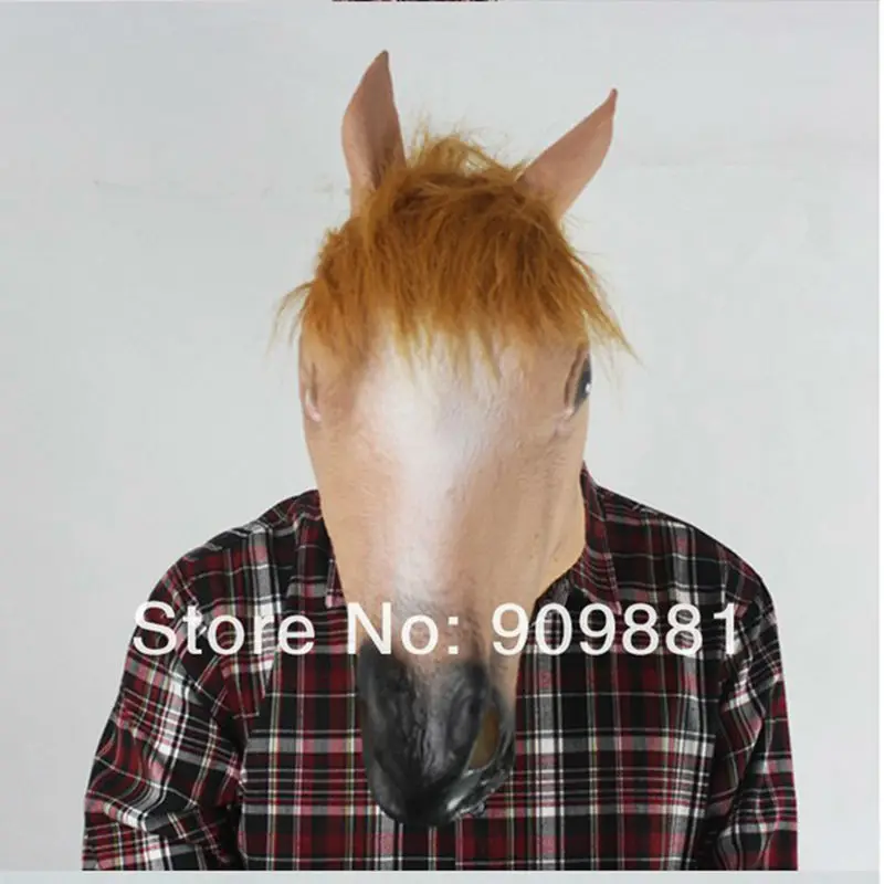 Маска с головой лошади страшный костюм на Хэллоуин латексная меховой гривой