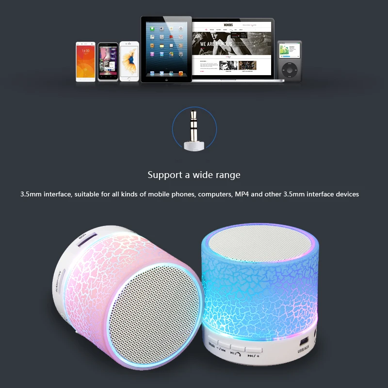 Мини светодиодная колонка беспроводная bluetooth TF USB MP3 портативные музыкальные