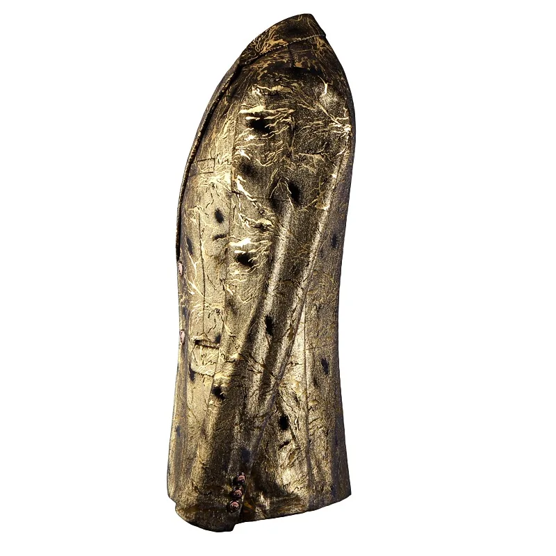 Для мужчин на одной пуговице золото Фольга тиснение золотой цветочный костюм с