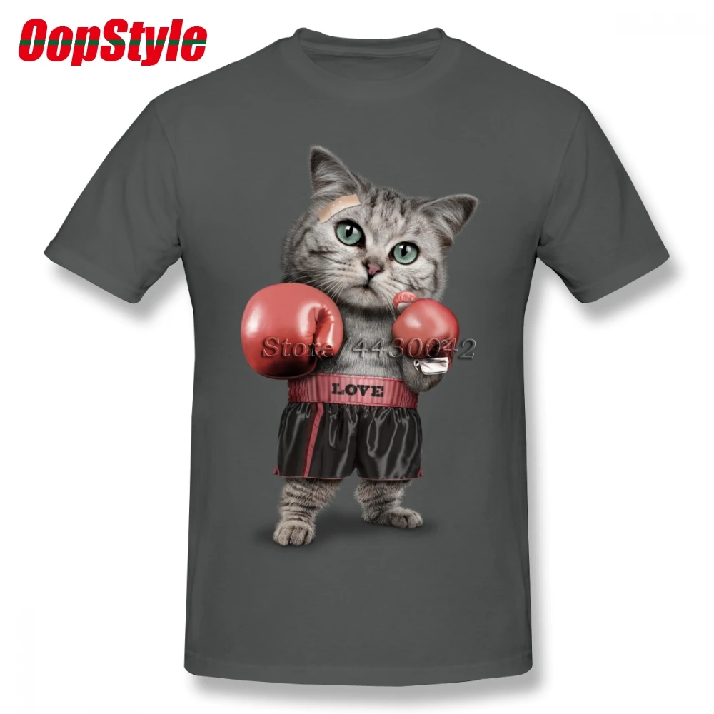 Boxinger Cat футболка на заказ с коротким рукавом Футболка мужская новая пара плюс размер o-образным вырезом Хлопок Фитнес Мужчины - Цвет: Deep Heather