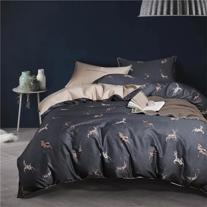 4 шт. Комплект постельного белья из египетского хлопка с цифровым принтом|bedding