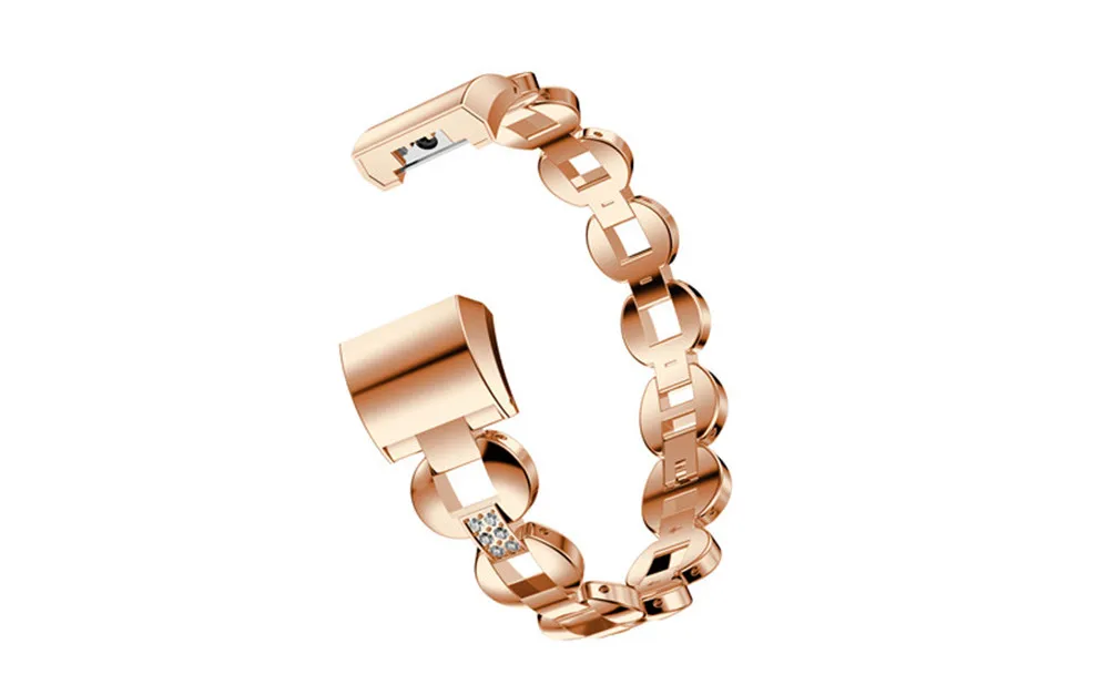 rose gold white ZENHEO смотреть группа Кристалл Нержавеющая сталь ремешок для Fitbit заряд 2 Смарт-часы гибкий Регулируемый замена Браслет - Цвет: rose gold white