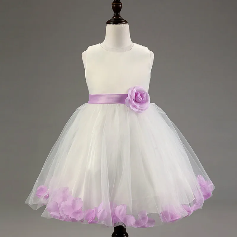 7 Colors LSKD004 High Quality Big Bow knot Girls Flower Dress Princess Party 2016 Brand New Spring Summer Baby girls dress | Детская