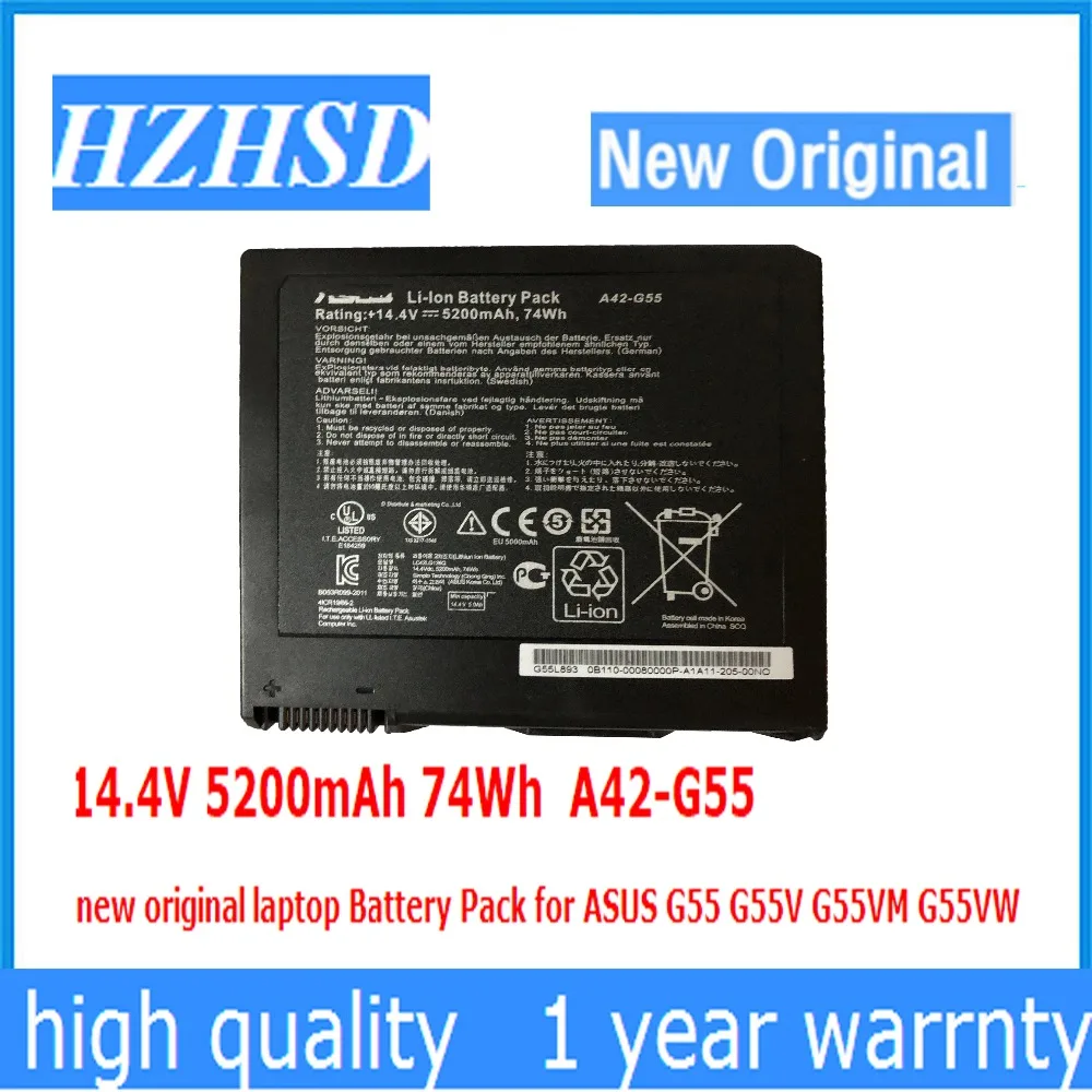 14.4V 5200mAh /74Wh A42-G55 new original laptop Battery Pack for ASUS G55 G55V G55VM G55VW | Компьютеры и офис