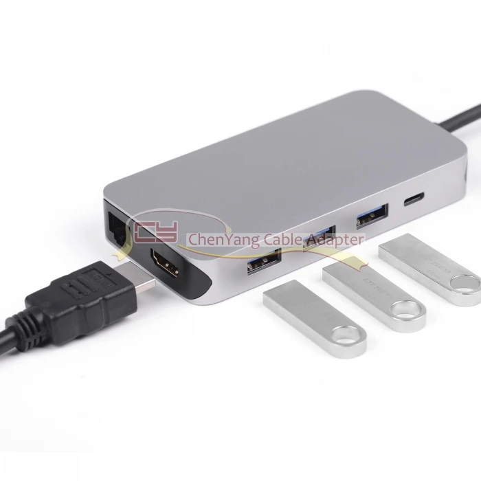 Thunderbolt 3 док-станция USB-C HDMI Ethernet 4 порта концентратор TF SD зарядное устройство кардридер многопортовый адаптер