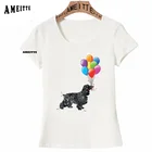 AMEITTE дизайн акварели черный кокер-спаниель собака с воздушным шаром футболки женские летние белые футболки модные женские топы