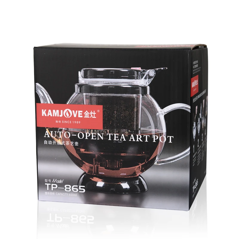 

[GRANDNESS] Kamjove Glass Kungfu Teaset Press AUTO-OPEN Art Tea Cup Teapot with Infuser TP-865 650ml Tea Pot