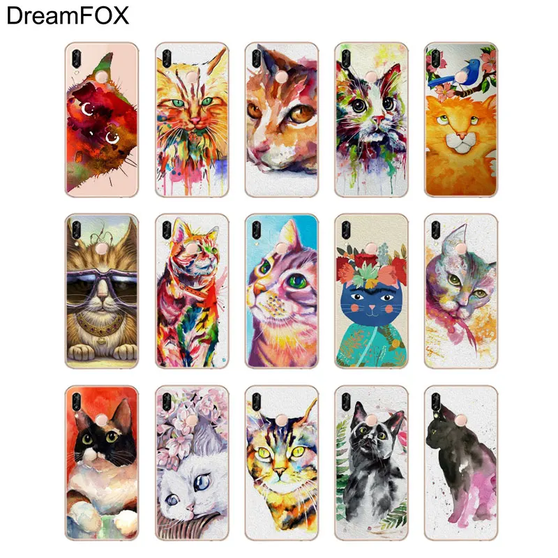 DREAMFOX N003 Cat арт Мягкий ТПУ силиконовый чехол для Huawei Honor 6a 6C 7X9 10 P20 P30 Lite Pro P Smart |