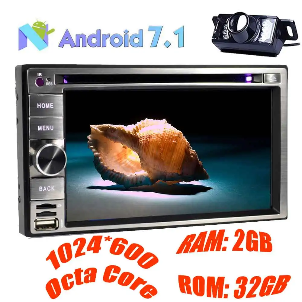Резервное копирование Камера + Android 7.1 Octa core dvd плеер автомобиля двойной DIN 6.2
